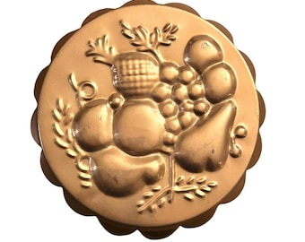 Vintage Koppers Copper Jello Mold Fruit Design Tin Lined Kitchen Wall Decor