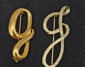 Unbranded 2pc Gold Tone Letter J Initial Brooch Pin Set Womens Vintage Aesthetic