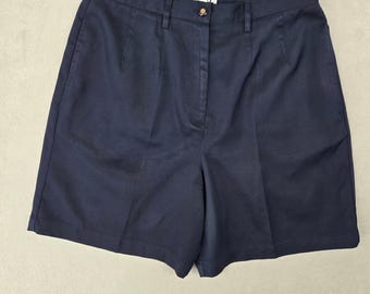 Coral Bay Golf Womens 8 Navy Blue Pleated Stretch Shorts Coastal Preppy