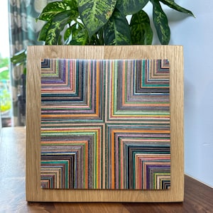 Wall art made from Recycled Skateboards and English Oak image 1