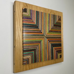 Wall art made from Recycled Skateboards and English Oak image 4