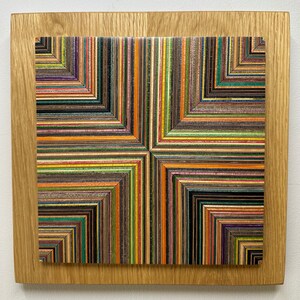 Wall art made from Recycled Skateboards and English Oak image 6