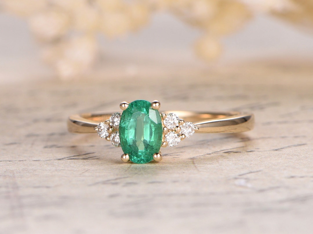 Emerald Gemstone Ringnatural Emerald Ringemerald Diamond - Etsy