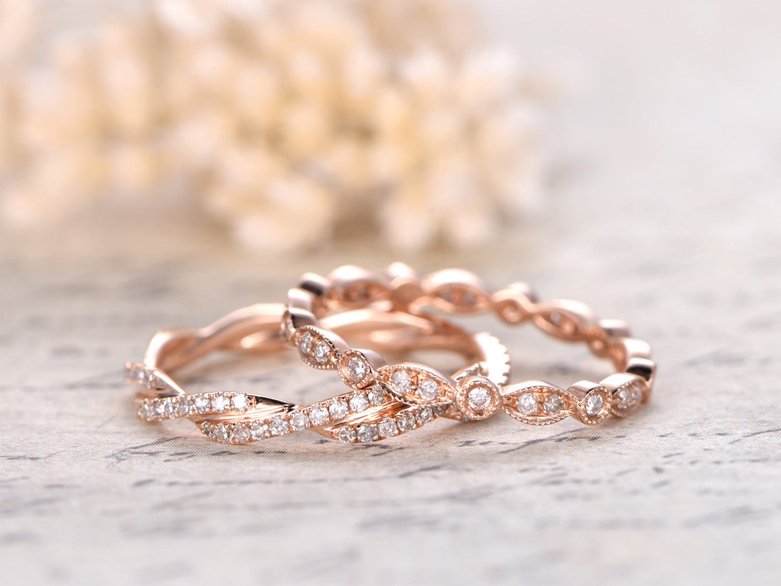 Diamond Wedding Band SetTwist Unique Wedding Ring and Etsy