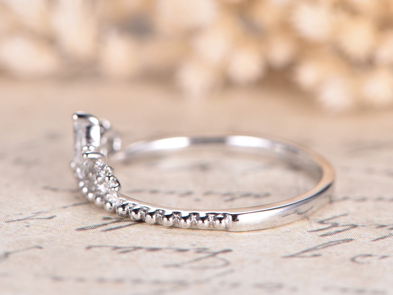 Marquise Shaped Diamond Band Wedding Bridal Engagement Ring | Etsy