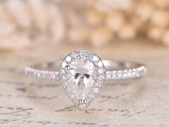 1ct Moissanite Ring 14k White Gold Diamond Ring Wedding Ring Etsy