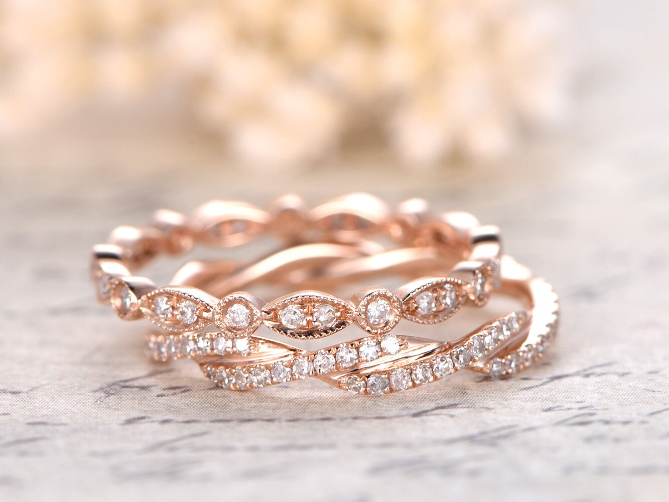 Diamond Wedding Band Settwist Unique Wedding Ring and - Etsy