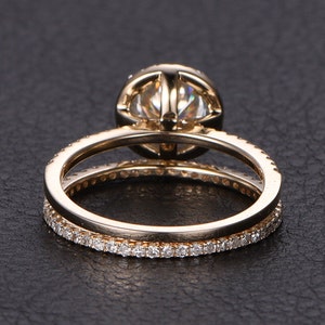 VVS Moissanite Engagement Ring 6.5mm White Gold Moissanite Ring Diamond Wedding Band Solid 1CT Bridal set Wedding Ring Set Rings For Women image 3