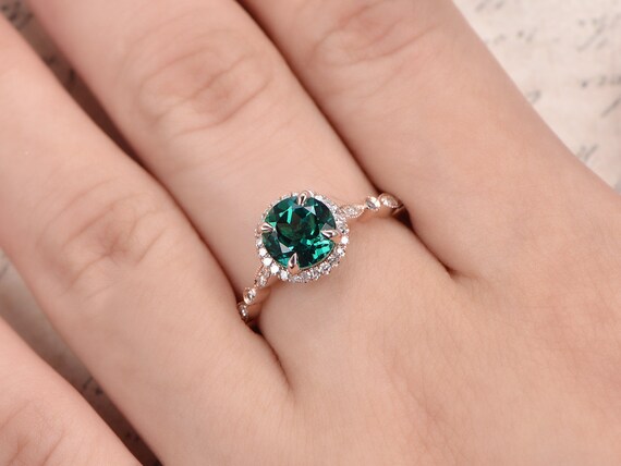 4.16 CT Accent 3 Pierre ÉmerauDe Fiançailles Anniversaire De Mariage Anneau 14K or rose