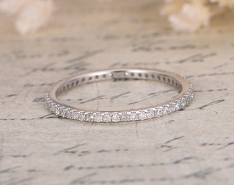 Diamond Ring Full Eternity Diamond Wedding Band 14K White Gold Ring Diamond Engagement Diamond Band Diamond Wedding Rings Pave Anniversary