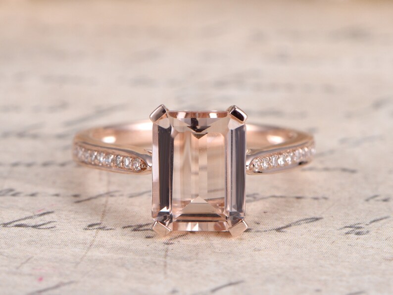 emerald cut morganite ring