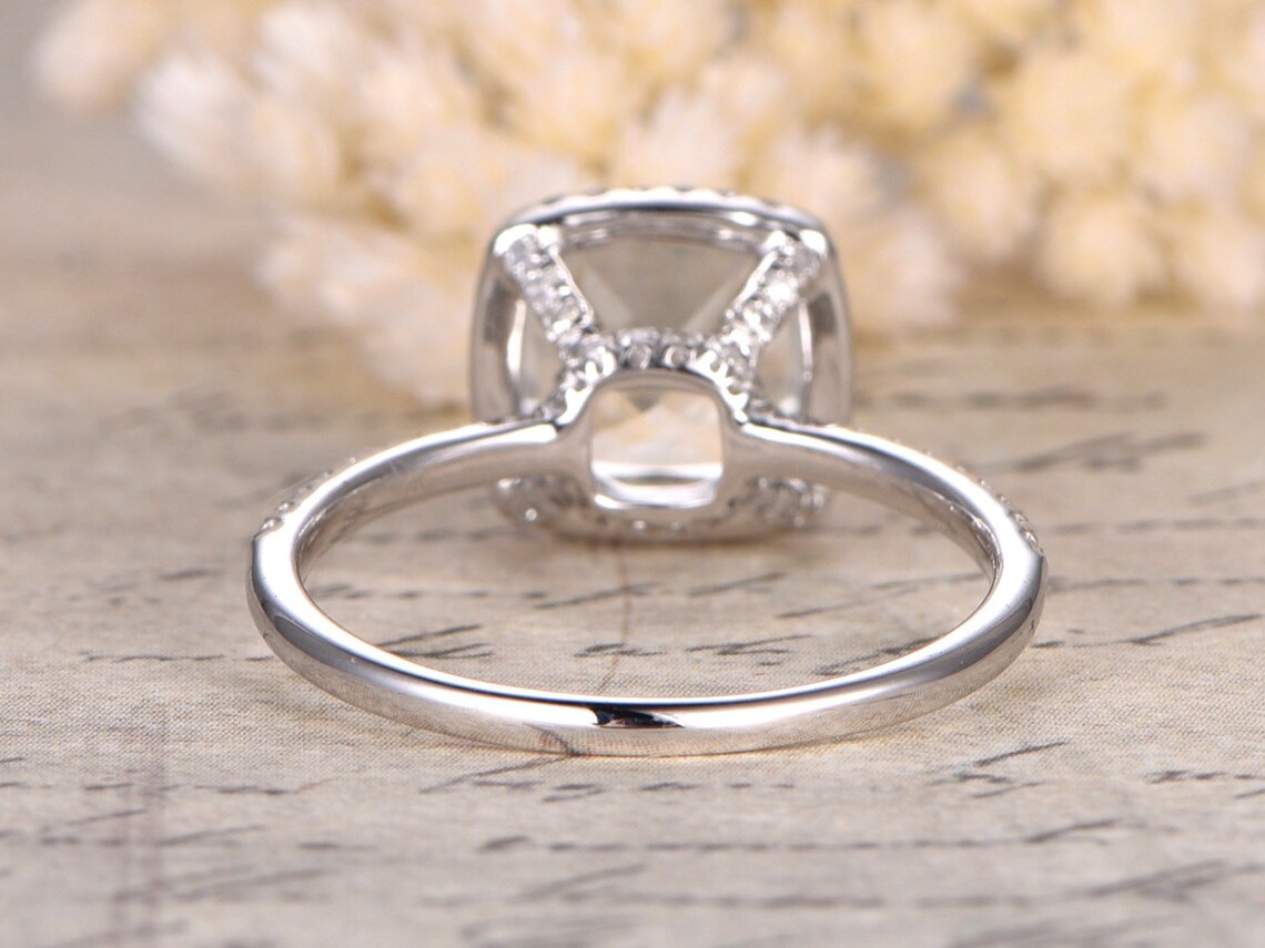 WHITE Topaz Engagement Ring8x8mm Cushion Cut Stone14k White Etsy