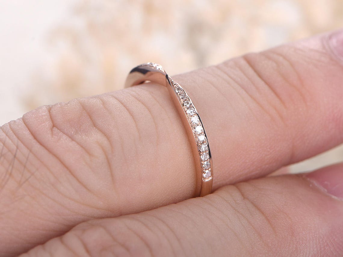 Curved Wedding Band Chevron Wedding Bandtwist Wedding Etsy
