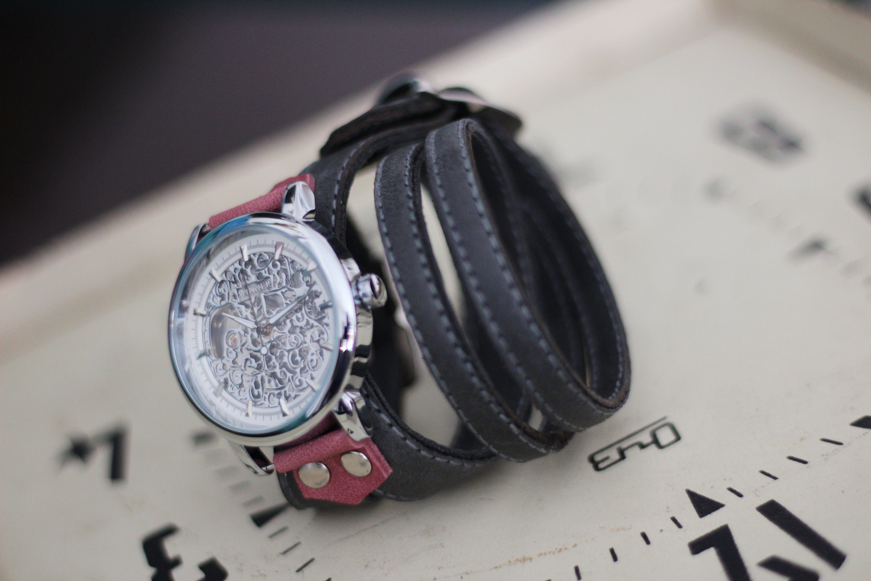 Double wrap watch band Womens watch Wrap around watch Leather Etsy