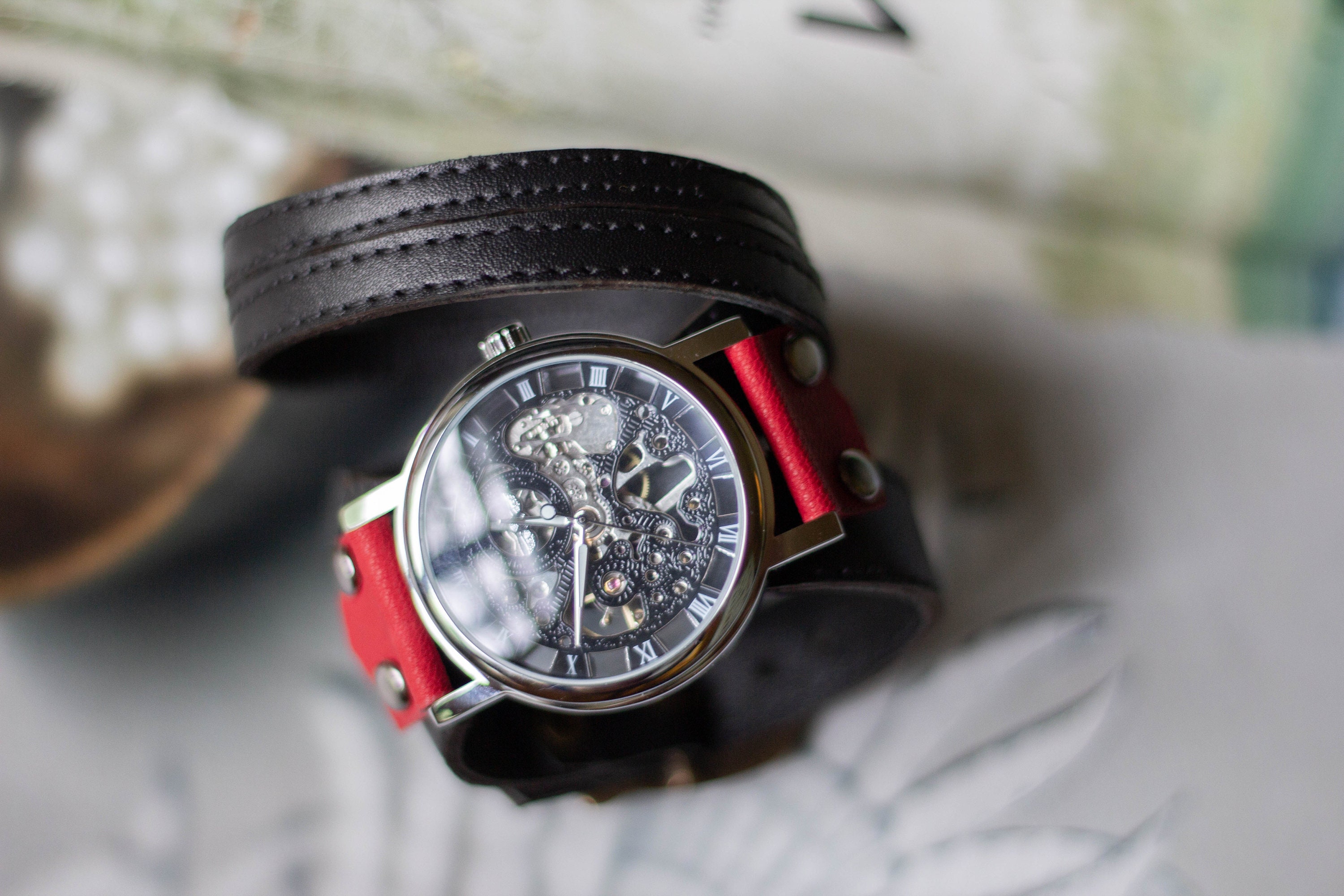 Double wrap watch Wrap around watch Womens wrap watch Leather Etsy