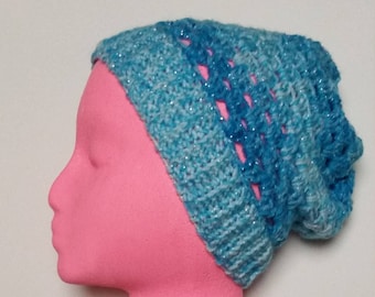 Sparkly Blue Slouchy Beanie