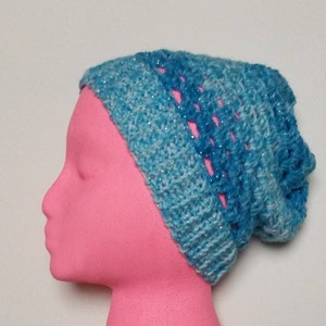 Sparkly Blue Slouchy Beanie