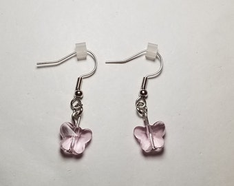 Small Pink Butterfly Earrings