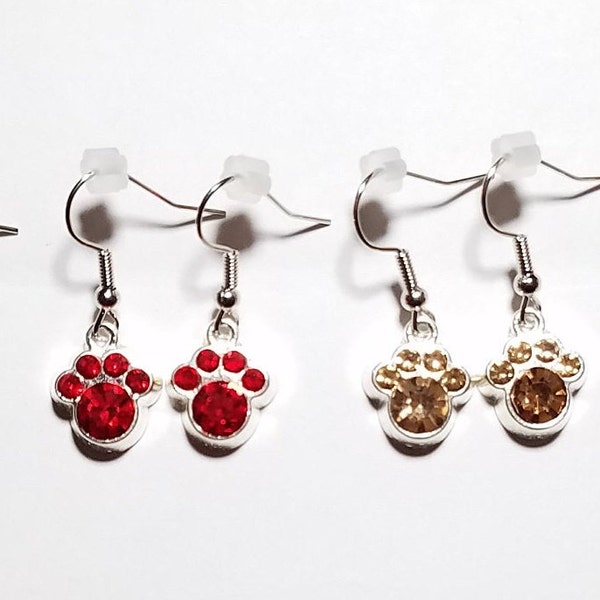 Rhinestone Paw Print Earrings Listing 2