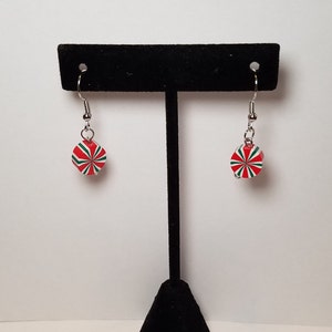Red, White and Green Peppermint Earrings
