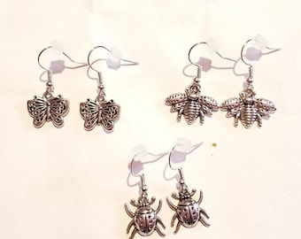 Silver Bug Charm Earrings