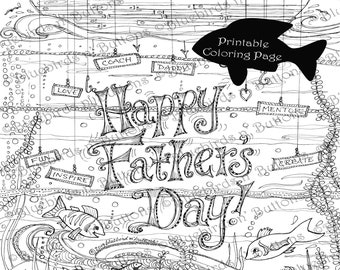 Coloring Page - Printable Coloring Page - June Coloring - Father's Day Page - Download - Adult Coloring Page - Kids Coloring Pages - Fun