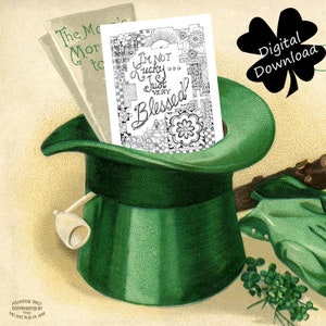 Printable Color-Your-Own St. Patrick&#39;s Day Note Cards - Blank Greeting Cards - Digital Download