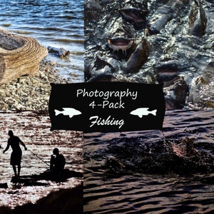 Digital Photography Set - 4-Pack - Fishing - Lake Photography - Digital Download - Water Pictures - Wall Art - Stock Photos - Printable Art