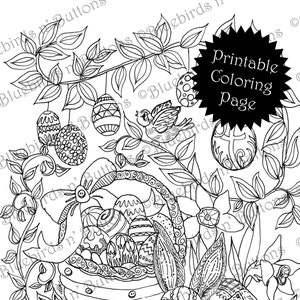 Coloring Page - Printable Coloring Page - April Coloring - Easter Coloring Page - Download - Adult Coloring Page - Kids Coloring Pages - Fun