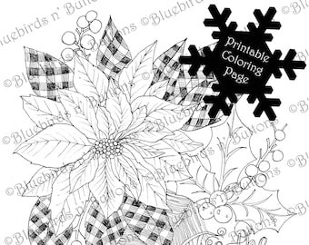 Coloring Page - Printable Coloring Page - December Coloring - Holiday Coloring Page - Download - Adult Coloring Page - Kids Coloring