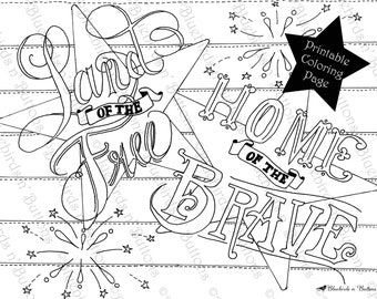 4th of July - Printable Coloring Page - July Coloring - Independence Day Page - Download - Adult Coloring Page - Kids Coloring Pages - Fun