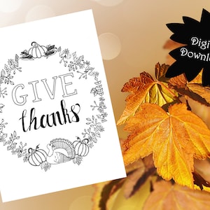 Printable Color-Your-Own Thanksgiving Note Cards - Blank Greeting Cards - Digital Download