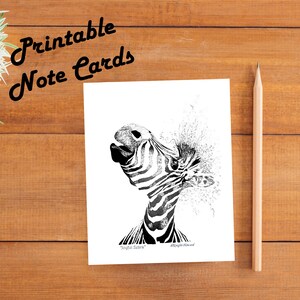 Digital Download - Joyful Zebra Notecards - All Occasion Blank Notecards - Printable Greeting Cards with Envelope Template