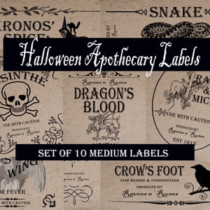 Medium Halloween Apothecary Labels - Digital Download - Printable Labels - Magic Potion Labels - Witch Bottle Labels - Halloween Crafts