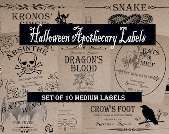 Medium Halloween Apothecary Labels - Digital Download - Printable Labels - Magic Potion Labels - Witch Bottle Labels - Halloween Crafts