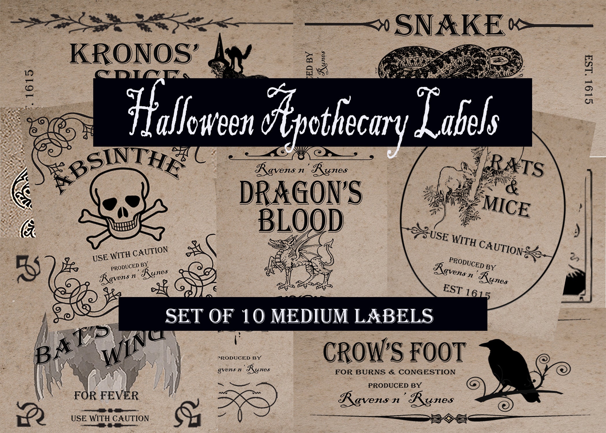 Medium Halloween Apothecary Labels - Digital Download - Printable ...