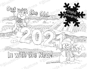 Printable Coloring Page - January Goodbye 2020 - Digital Download - Adult Coloring