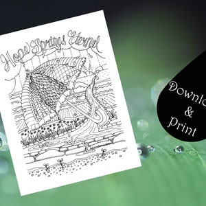 Printable Color Your Own Note Cards with Matching Envelope Template - April Hope Springs Eternal