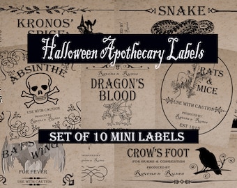 Mini Halloween Apothecary Labels - Digital Download - Printable Labels - Apothecary Labels - Magic Potion Bottle Labels - Witch Bottle Label