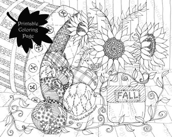 Coloring Page - Printable Coloring Page - September Coloring - Fall Coloring Page - Download - Adult Coloring Page - Kids Coloring Pages