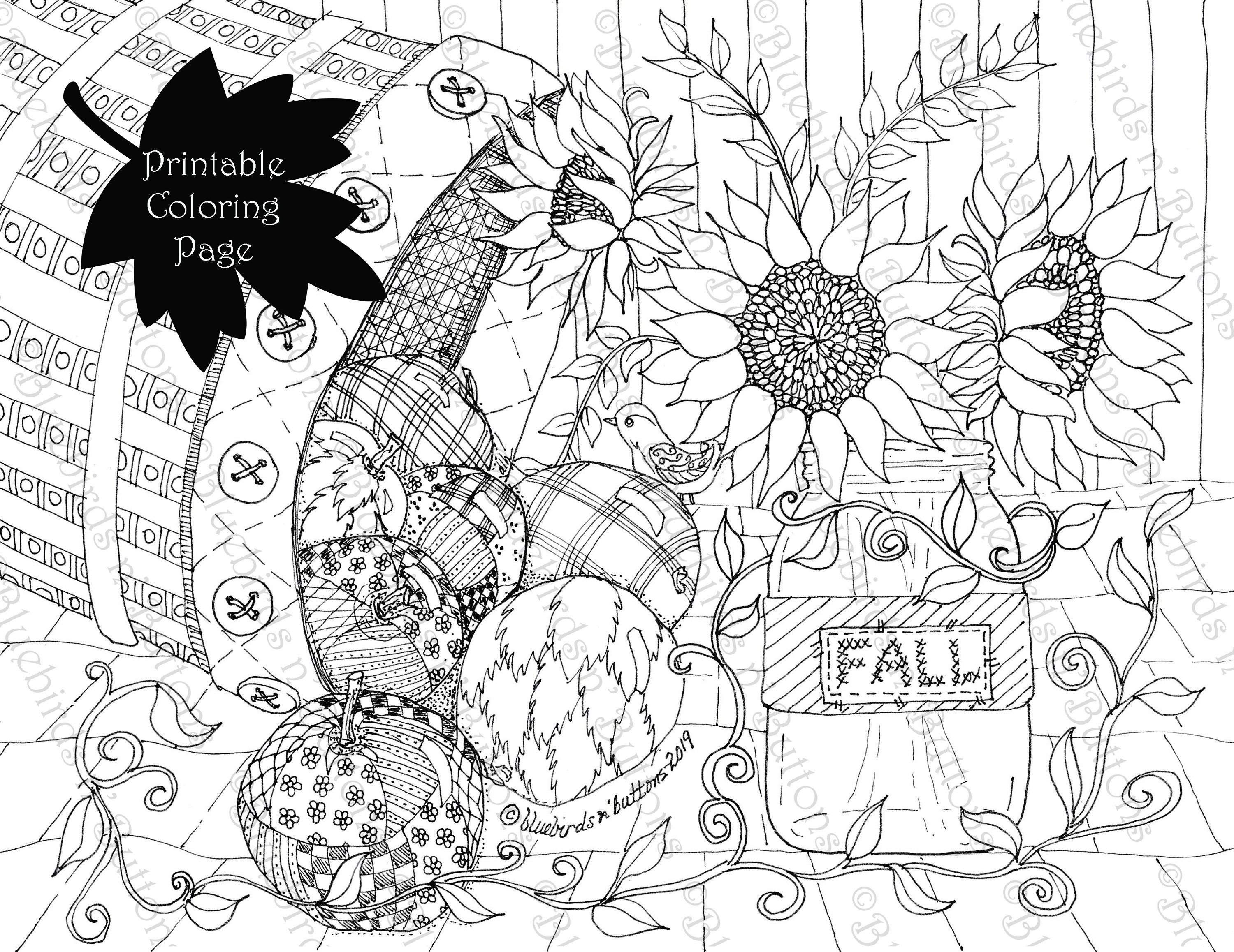 Coloring Page Printable Coloring Page September Coloring | Etsy