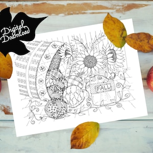 Printable Color-Your-Fall Note Cards - Blank Greeting Cards - Digital Download