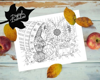 Printable Color-Your-Fall Note Cards - Blank Greeting Cards - Digital Download