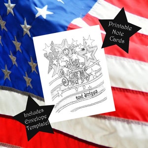 Printable Color-Your-Own Independence Day Note Cards - Blank Greeting Cards - Digital Download