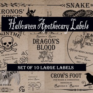 Large Halloween Apothecary Labels - Digital Download - Printable Labels - Magic Potion Bottle Labels - Wizard Labels - Witch Bottles - Craft
