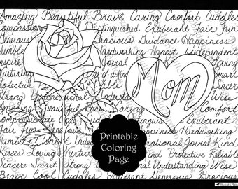 Coloring Page - Printable Coloring Page - May Coloring - Mother's Day Coloring Page - Download - Adult Coloring Page - Kids Coloring Pages