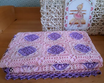 Cotton Lined Crochet Baby Girl Blanket.