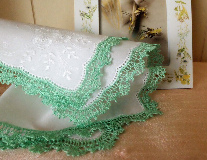 White Crocheted Handkerchief.