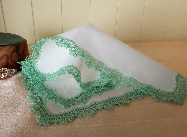 White Crocheted Handkerchief.