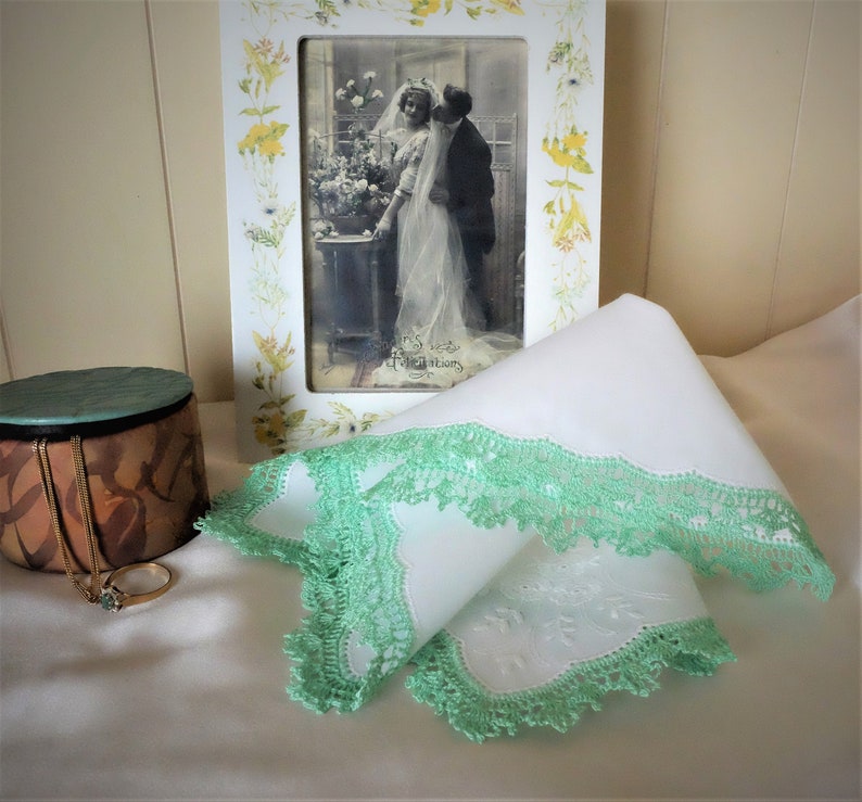 White Crocheted Handkerchief.
